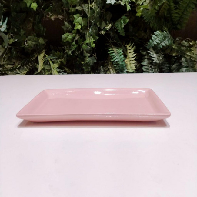 BANDEJA CERAMICA ROSA CANDY 22X13