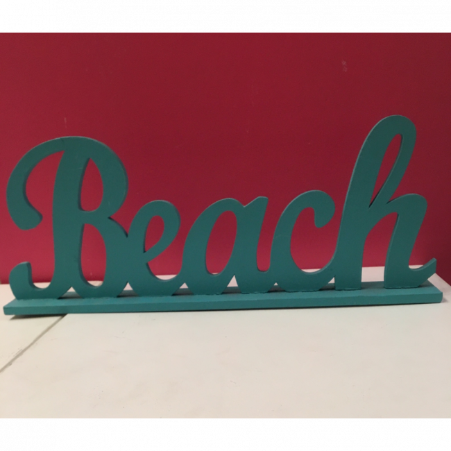 BEACH PALAVRA PLACA AZUL 45X18