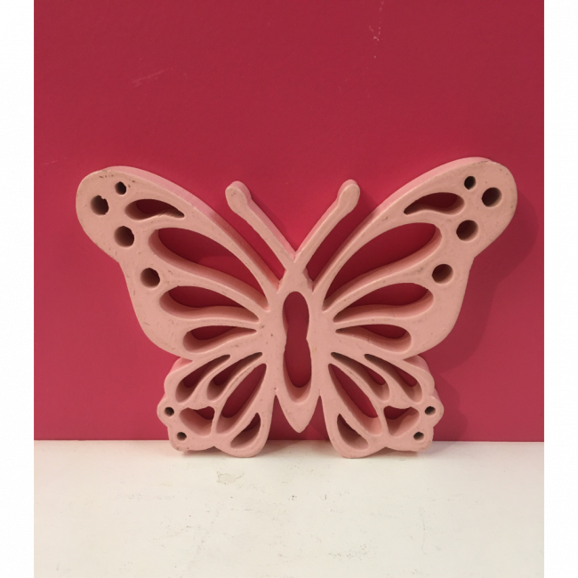 BORBOLETA MDF ROSA CLARO 17CM