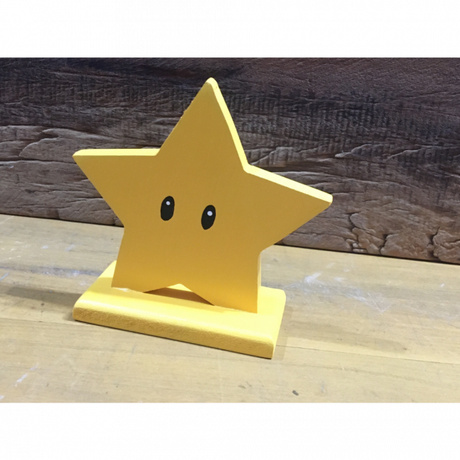 estrela amarela mario bros madeira 8cm