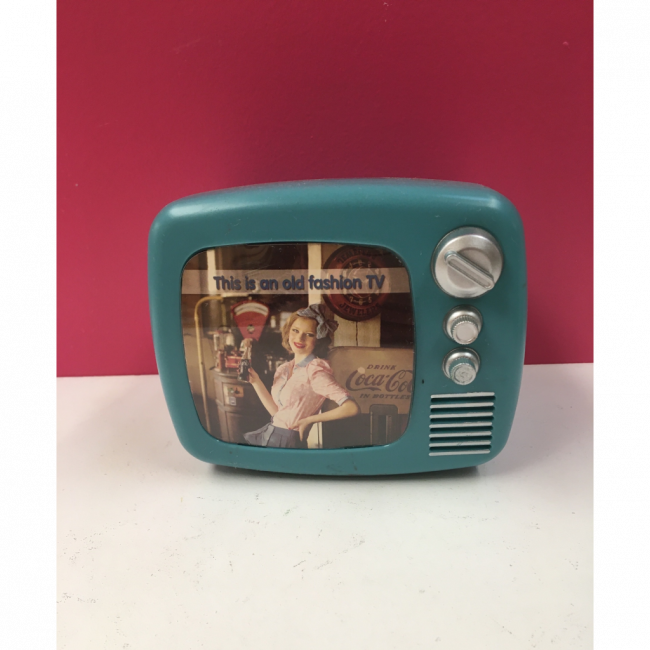 MINI TV VINTAGE COCA COLA AZUL 4X5