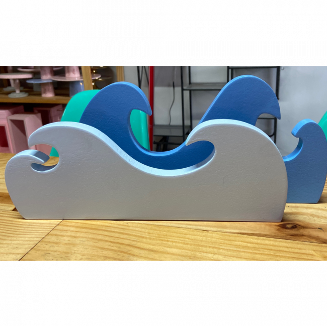 ONDAS MDF AZUL, AZUL CLARO 30CM (kit com 2 peças)