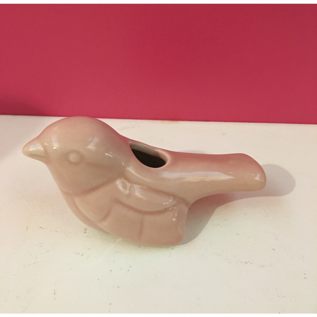 PASSARINHO CERAMICA ROSA CLARO 8CM