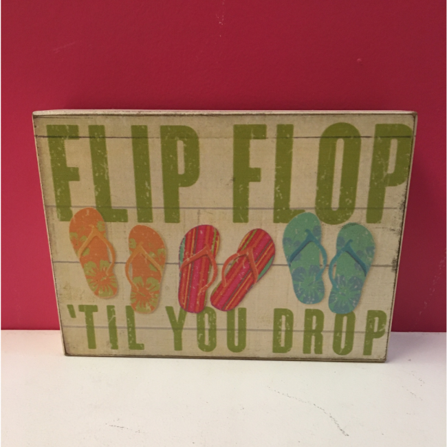 PLACA FLIP FLOP BRANCA MADEIRA 18X13X4