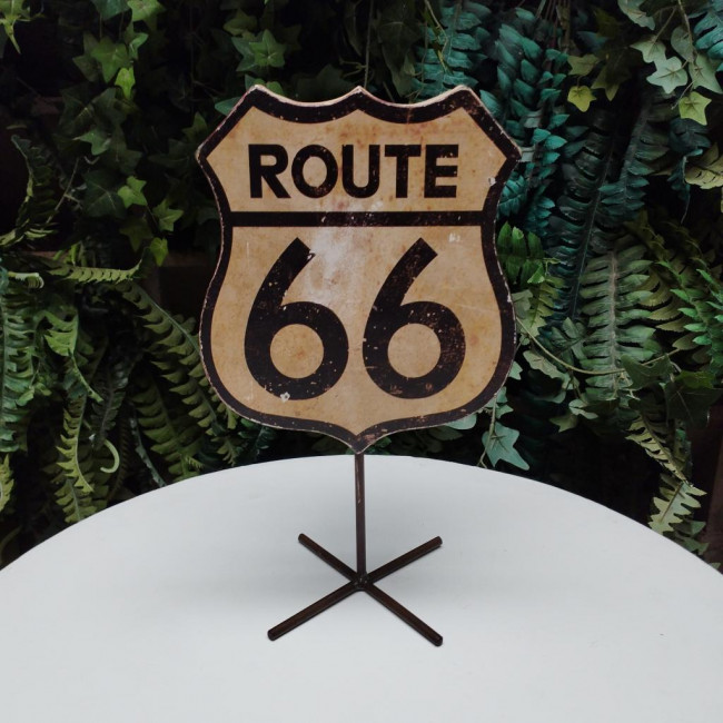 PLACA ROUTE 66 metal base fina 30X17