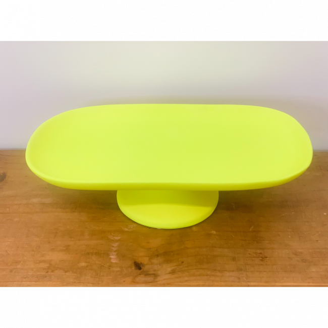 SUPORTE OVAL CERÂMICA AMARELO NEON