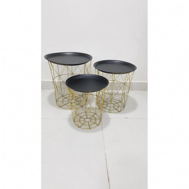 CONJUNTO MESA ARAMADA DOURADO COM PRETO