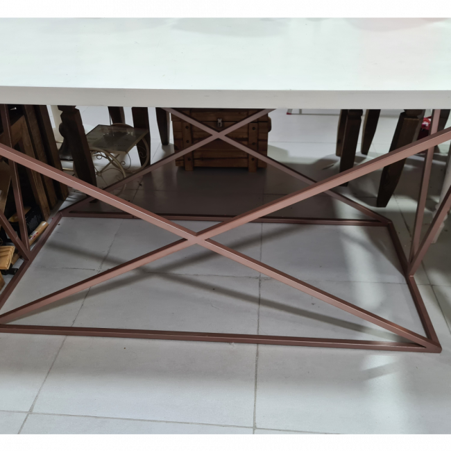 MESA ROSE GOLD TAMPO BRANCO 1,50M