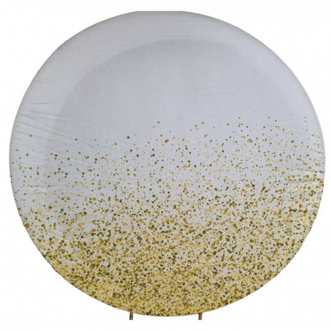 TECIDO PAINEL REDONDO  BRANCO GLITTER DOURADO(1,50)