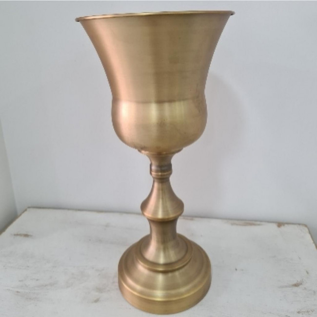 VASO TAÇA METAL DOURADO FOSCO ALTO