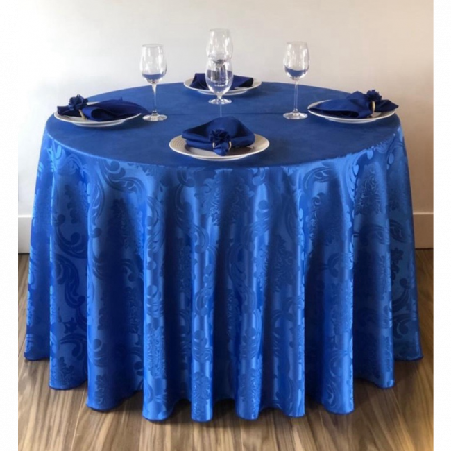 Toalha elegance azul royal 2,80 tecido jacquard para mesa de até 8 lugares