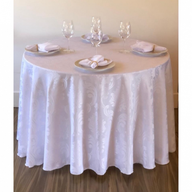 Toalha elegance branca 2,80 tecido jacquard para mesa de até 8 lugares