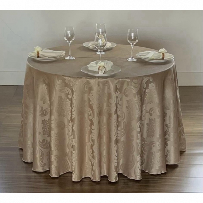 Toalha elegance café com leite 2,80 tecido jacquard para mesa de até 8 lugares