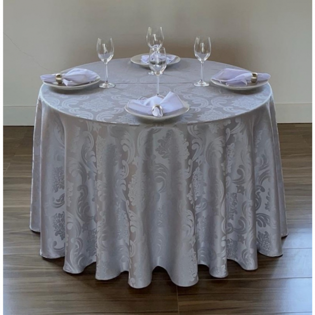 Toalha elegance cinza 2,80 tecido jacquard para mesa de até 8 lugares