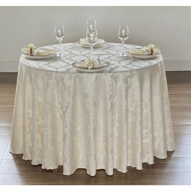 Toalha elegance marfin 2,80 tecido jacquard para mesa de até 8 lugares