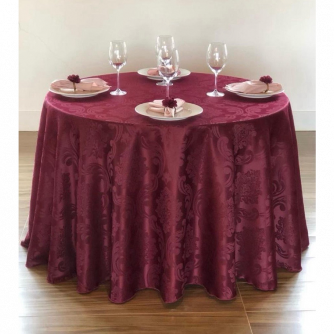 Toalha elegance Marsala 2,80 tecido jacquard para mesa de até 8 lugares