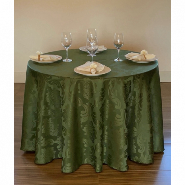 Toalha elegance verde musgo 2,80 tecido jacquard para mesa de até 8 lugares