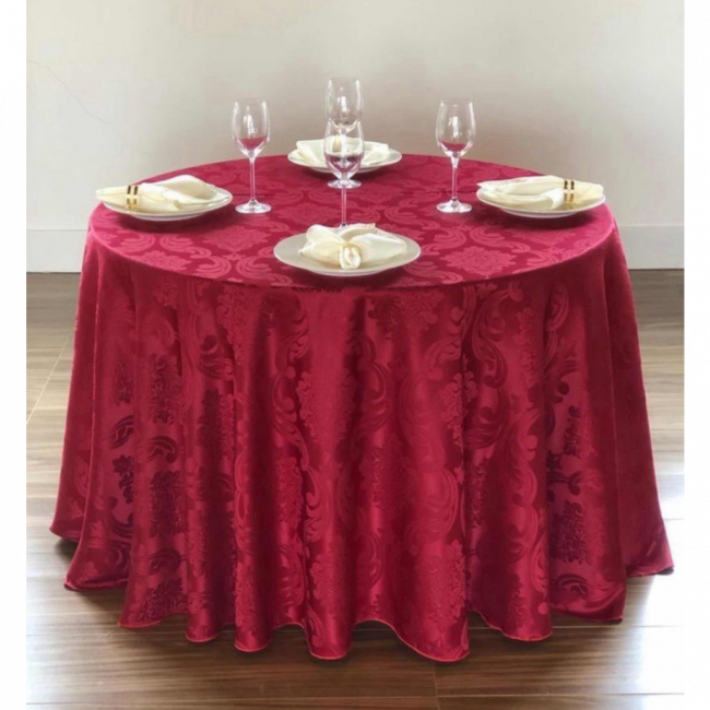 Toalha elegance vermelha 2,80 tecido jacquard para mesa de até 8 lugares