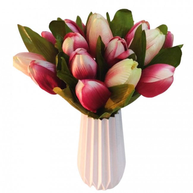 ARRANJO TULIPAS ROSA NO VASO 20CM