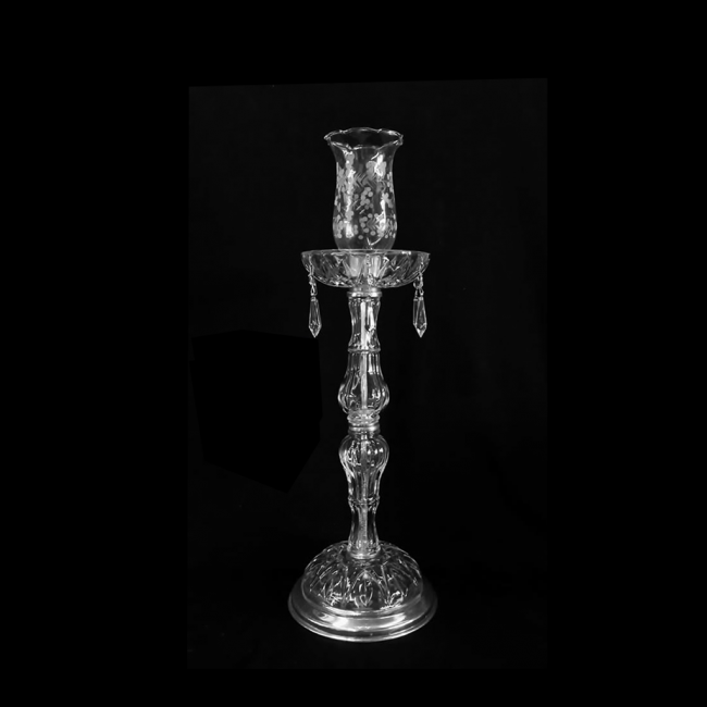 Castiçal Vidro Cristal 19x62cm