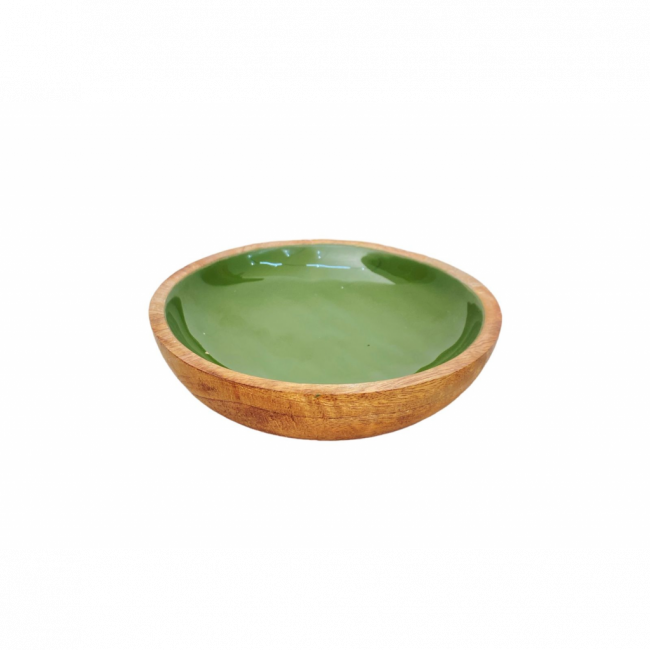 BOWL EM MADEIRA COM INTERIOR VERDE P