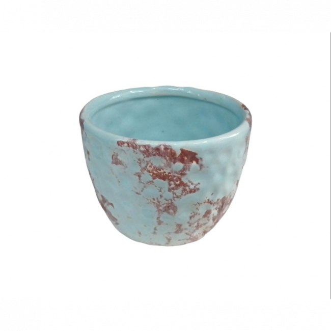 CACHEPOT AZUL CLARO RUSTICO P