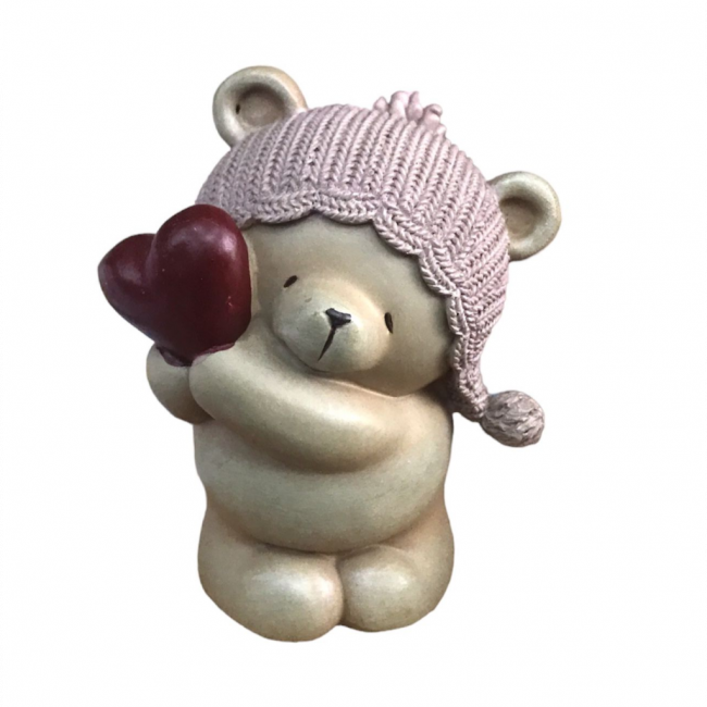 URSO COM TOUCA ROSA E CORAÇÃO P