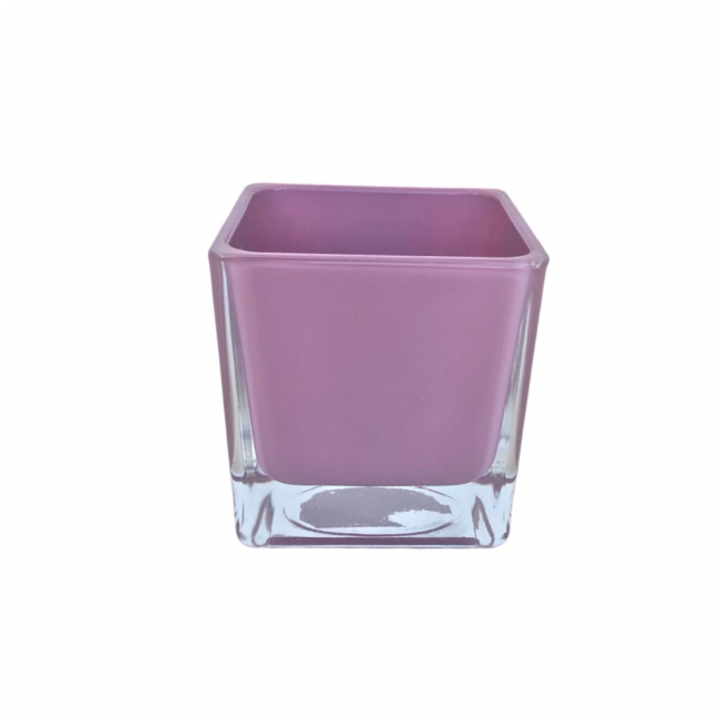 VASO QUADRADO VIDRO ROSA ANTIGO P $