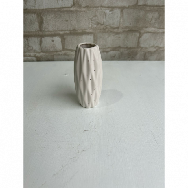 Vaso porcelana mini  branco com pintinhas preta