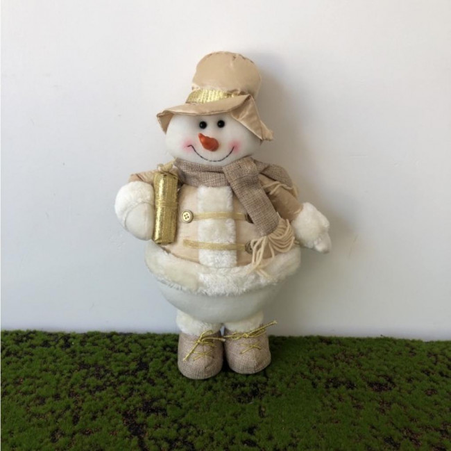 Boneco de neve pelúcia dourado Natal
