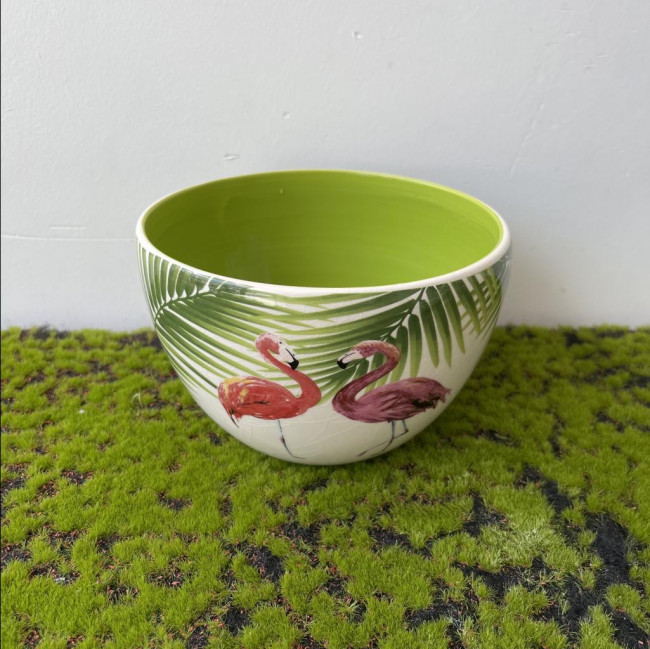 Cachepô flamingo oval ceramica (M)