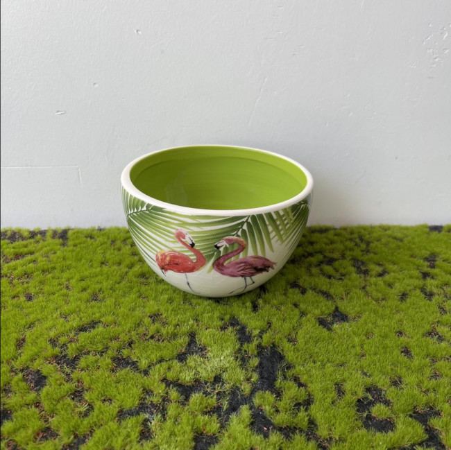 Cachepô flamingo oval ceramica (P)