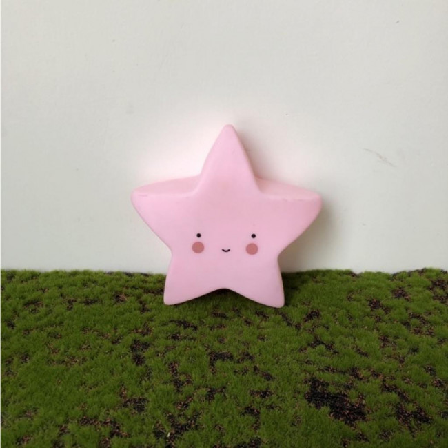 Mini iluminado estrela (P) rosa claro