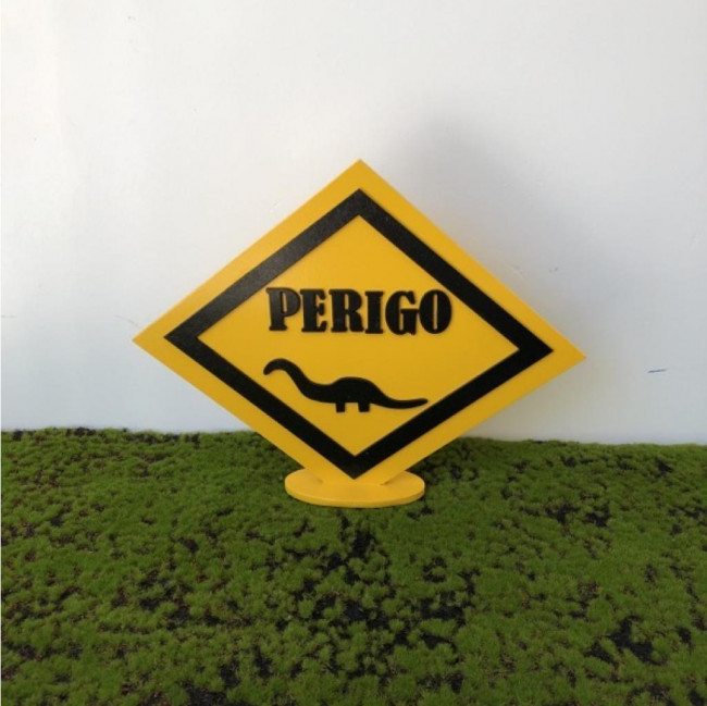 Display Placa perigo dinossauro