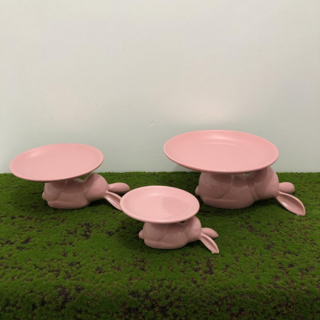 Suporte coelho cerâmica rosa (M)