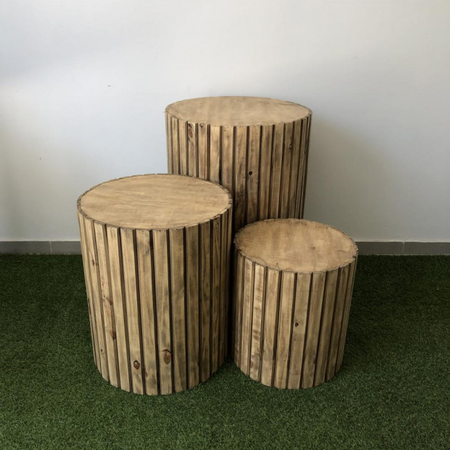 Trio cilindro rústico madeira