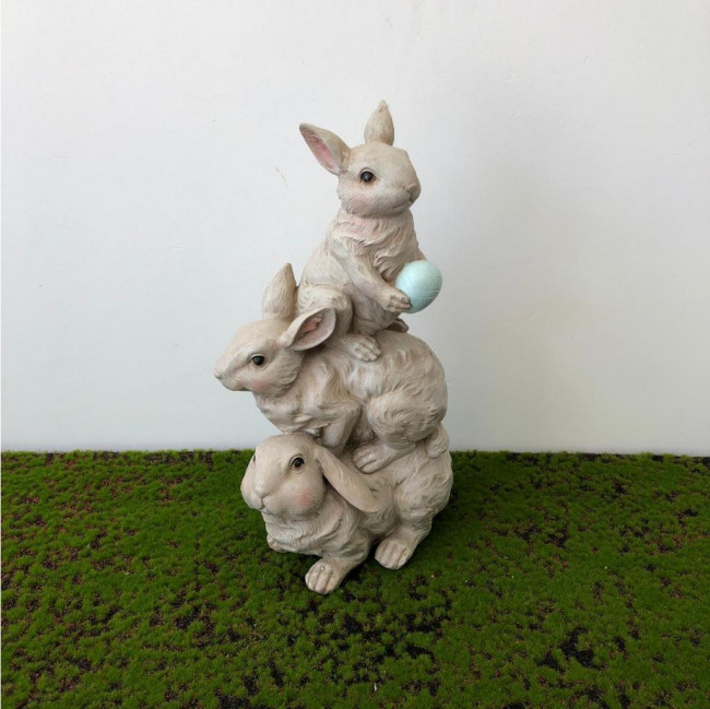 Trio de coelho cinza