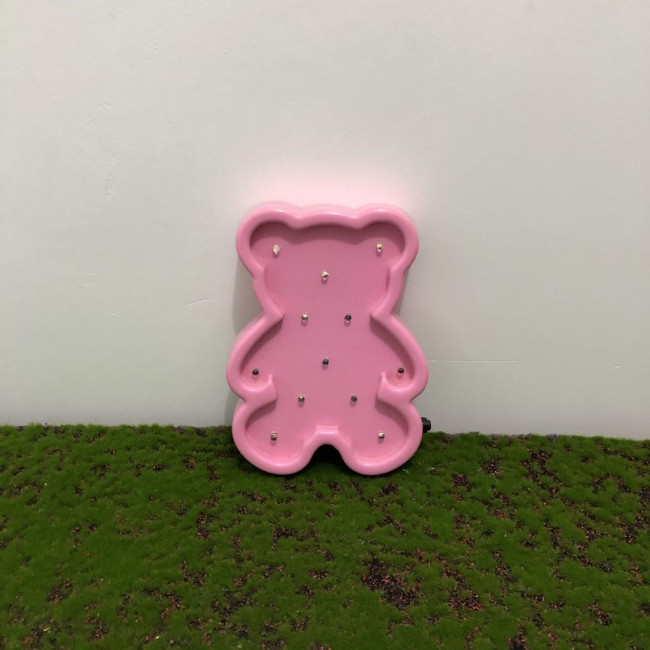 Urso led plástico rosa claro (P) (Produto não acompanha pilhas)