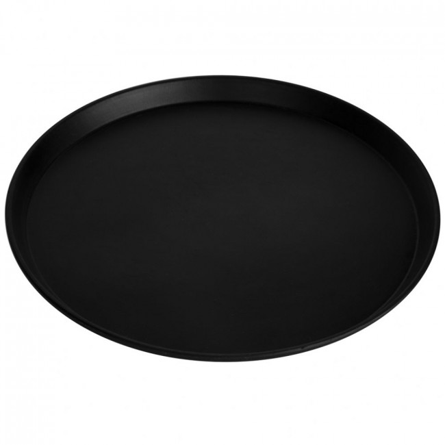 Bandeja garçom preta antiderrapante (Ø40cm) com friso aluminio