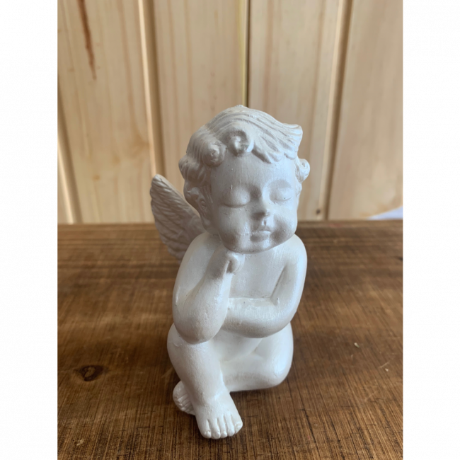 Anjo cabeça apoiada de gesso (12cm alt)