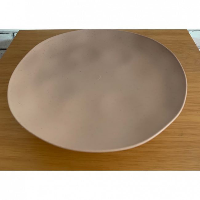 Bandeja com pé bowl cor areia (plástico que imita barro) 27cm x 5cm altura
