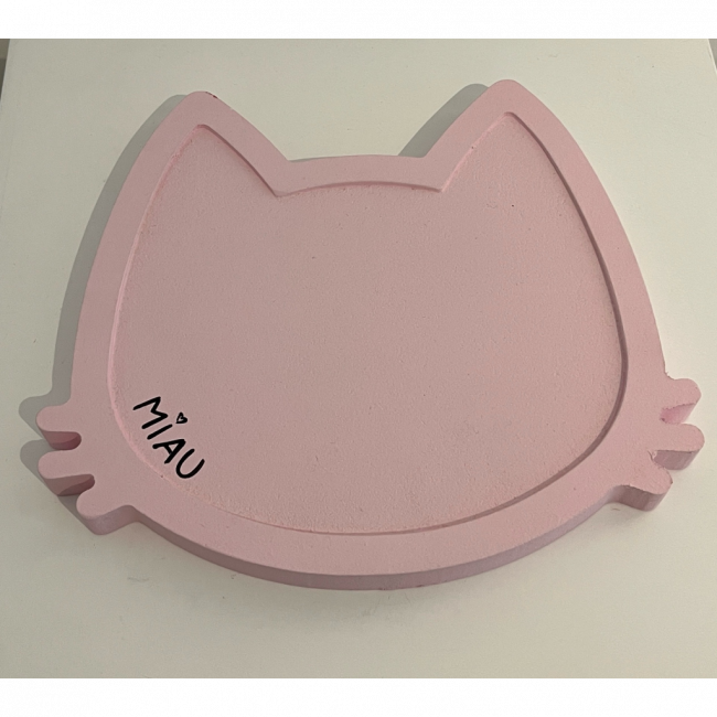 Bandeja madeira gatinho rosa miau (25cm largura)