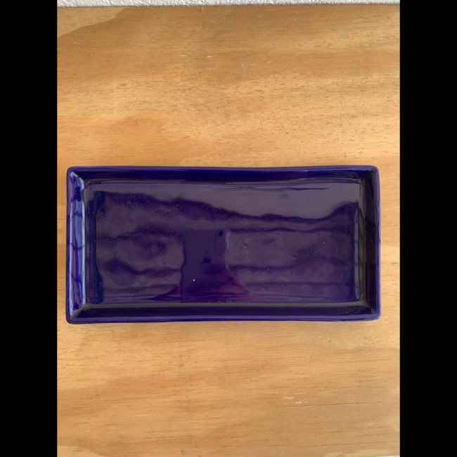 Bandeja retangular ceramica azul marinho (25cm C x 12cm L)