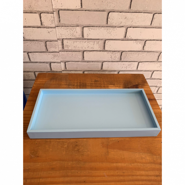 Bandeja retangular mdf azul claro (15cm x 31cm)