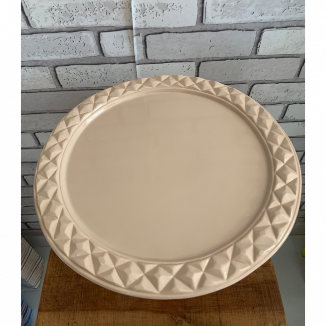 Boleira bege/nude de ceramica (25cm diâmetro x 16cm altura)