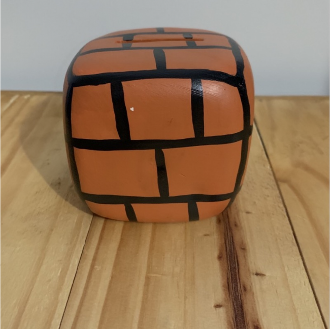 Cubo tijolinho de cerâmica (super Mário) 10cm x 10cm