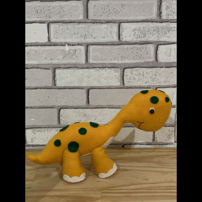 Dinossauro de feltro laranja (27cm)