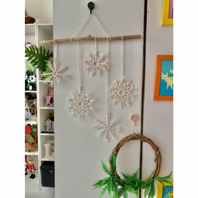 Macrame de Snow Flakes (grande) (flocos de neve)