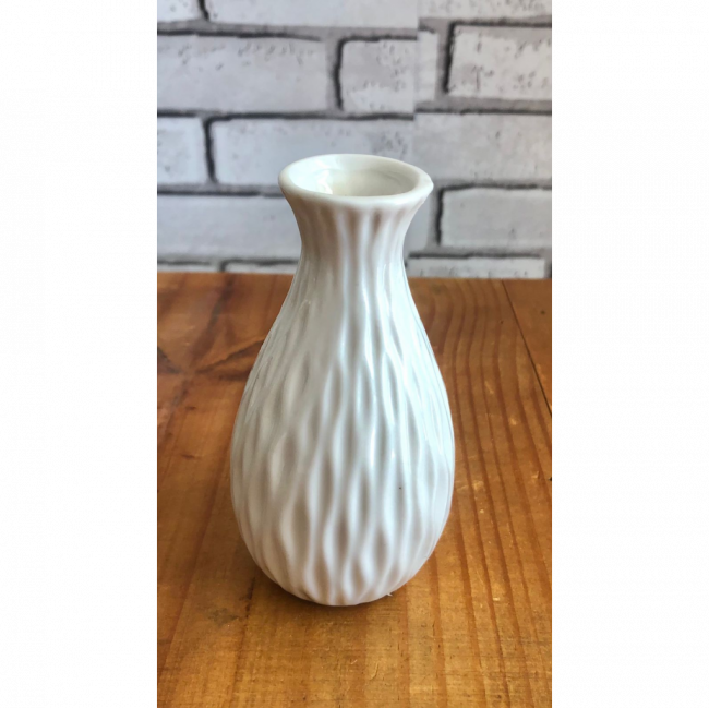 micro vaso em cerâmica solitário branco 11cm Alt