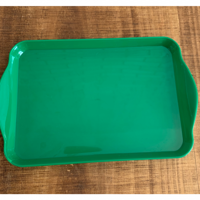 MINI BANDEJA DE PLASTICO VERDE (13cm x 19cm)